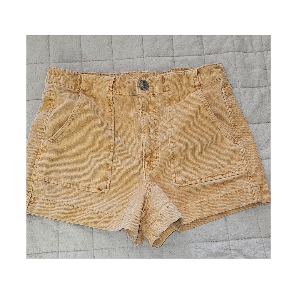 American Eagle Super Stretch Corduroy Shorts Mustard Tan Women Size 4 High Rise